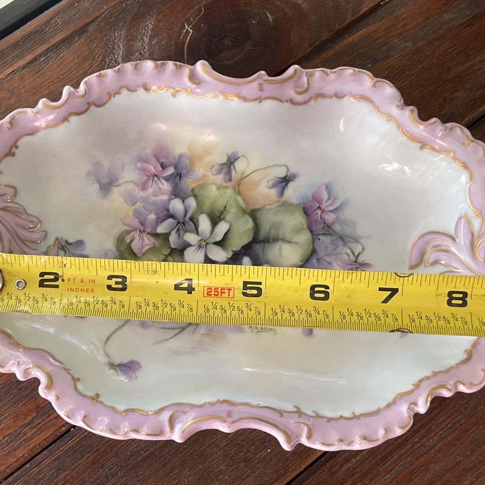 Antique Limoges Hand Painted Porcelain Dresser Tray produced in 1900s - Picture 5 of 6
